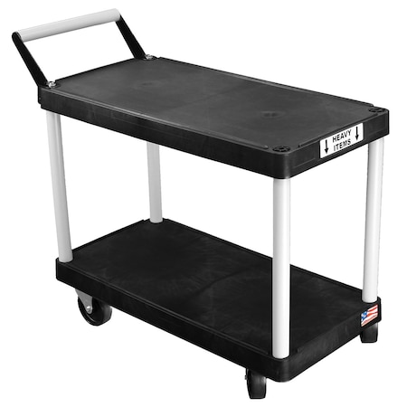 Effizient 2-Shelf Utility Cart, 2 rigid casters, 2 swivel casters EL500225P0